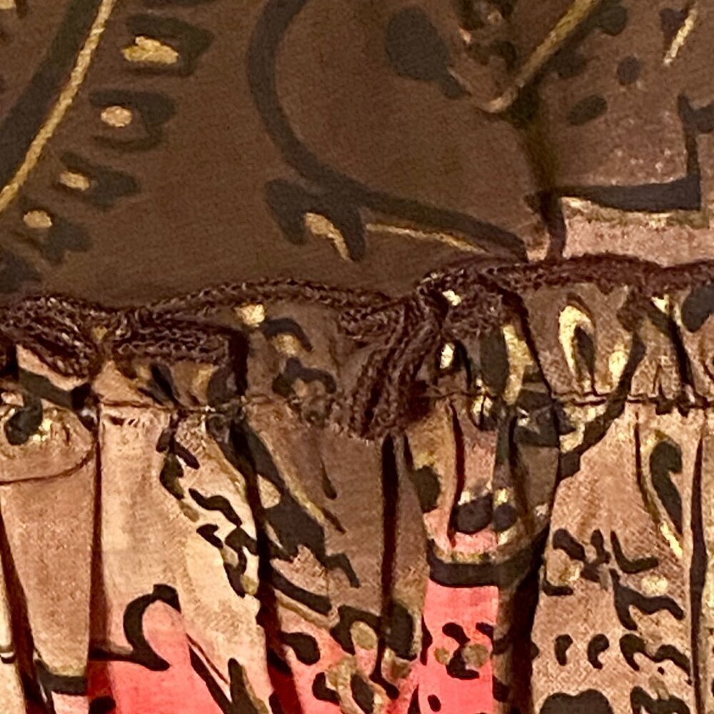 Metro7 Seven Brown Pink Paisley Sequin Beaded Midi Gypsy Skirt Missy Size 12 - Picture 11 of 13